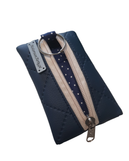 GRANATOWE Etui Na Klucze Ekoskóra