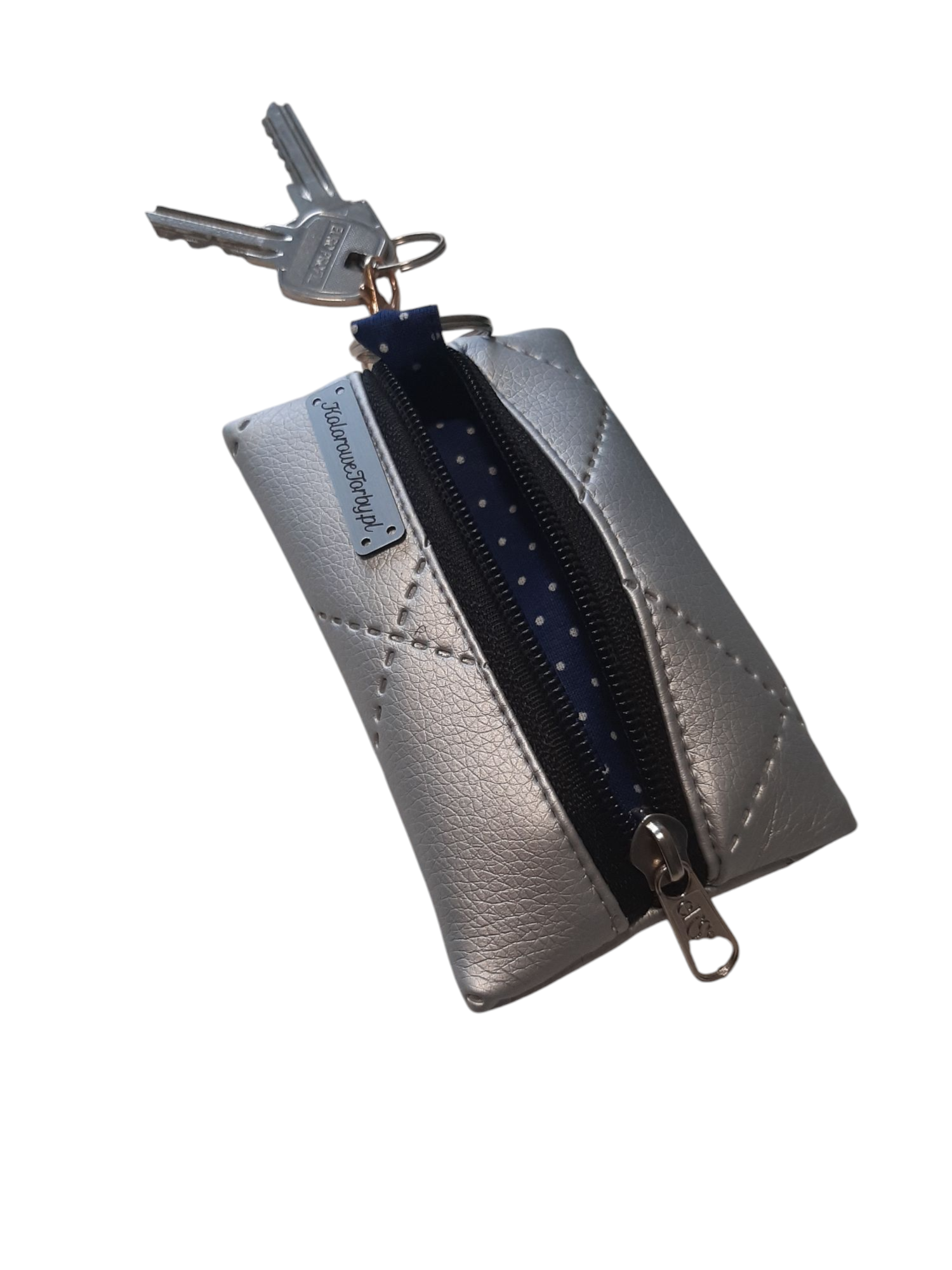 SREBRNE Etui Na Klucze Ekoskóra